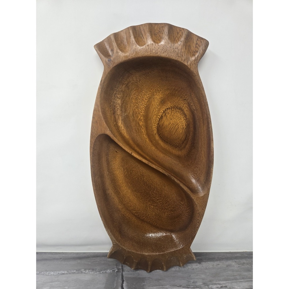 Vintage Wood Monkey Pod - Divided‎ Wooden Bowl - 14.5" Wide - 2 Divided Sections